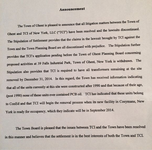 TCI withdraws Ghent application and lawsuit